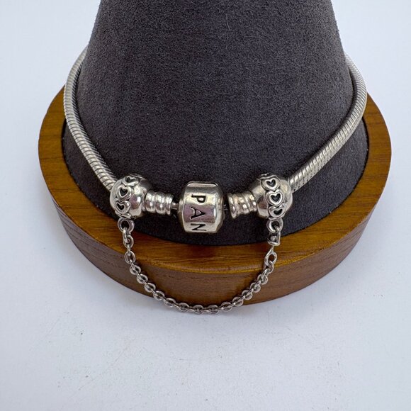 VTG Pandora ALE Sterling Silver 925 Slide Charm Bracelet Safety Chain 9" - Picture 2 of 8